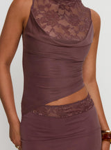 Vesperine Lace Maxi Dress Cocoa Brown