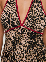 Arzelie Bias Halter Mini Dress Leopard