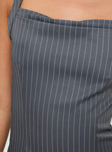 Belvior Mini Dress Grey Pinstripe