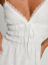 Stick Around Ruched Mini Dress White