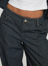 Actually Invested Low Rise Pants Denim Stripe