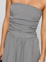 Arkadia Strapless Maxi Dress Black / White Check