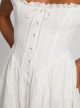 White Horse Off The Shoulder Mini Dress White