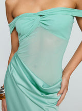 Only Exception Off The Shoulder Maxi Dress Aqua