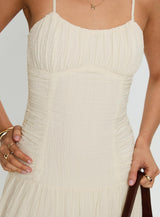 Quinley Shirred Maxi Dress Cream