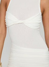 Heart Out Ruched Mini Dress White