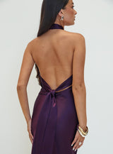 Rosaminta Halter Maxi Dress Plum Petite