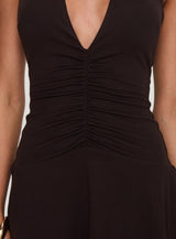 Rafelle Halter Mini Dress Brown Petite