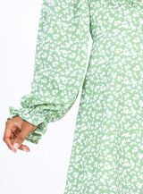 Love Birds Long Sleeve Mini Dress Green