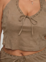 Eternal Youth Faux Suede Top Taupe Curve