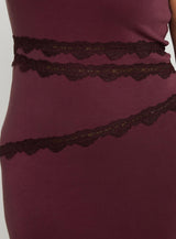 Ultraviolet One Shoulder Lace Maxi Dress Wine Curve