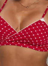 Slumber Pointelle Sleep Bralette Red Curve