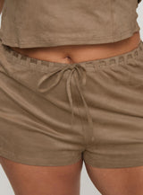 Eternal Youth Faux Suede Short Taupe Curve
