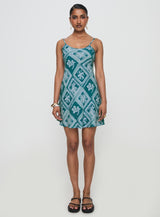 Vittorio Bias Cut Mini Dress Blue