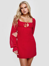 Bayford Long Sleeve Mini Dress Red