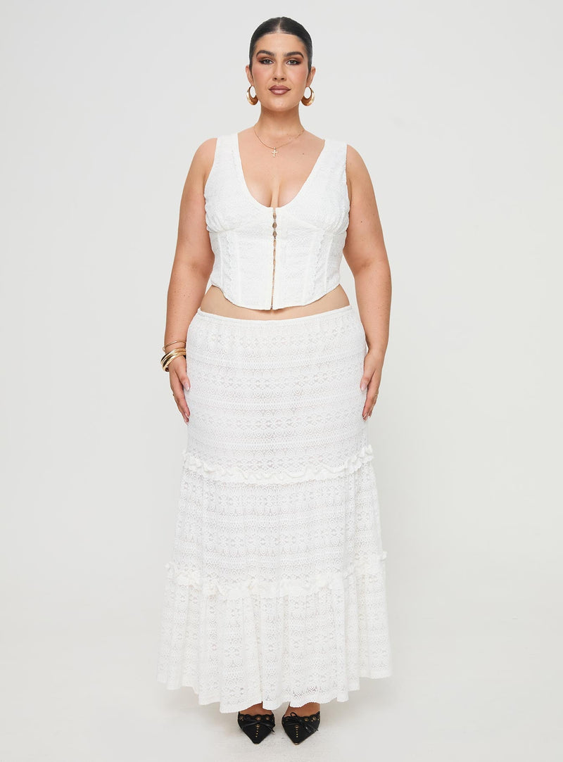 Buttacupe Lace Maxi Skirt White Curve