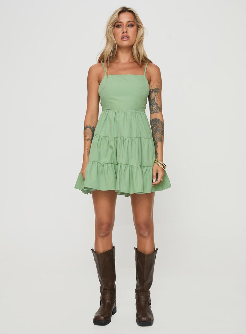 Summer Break Mini Dress Sage