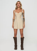Landon Mini Dress Yellow Floral