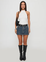 Hotter Than Fire Lace Halter Top White