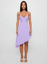Secret Gardens Asymmetrical Midi Dress Purple