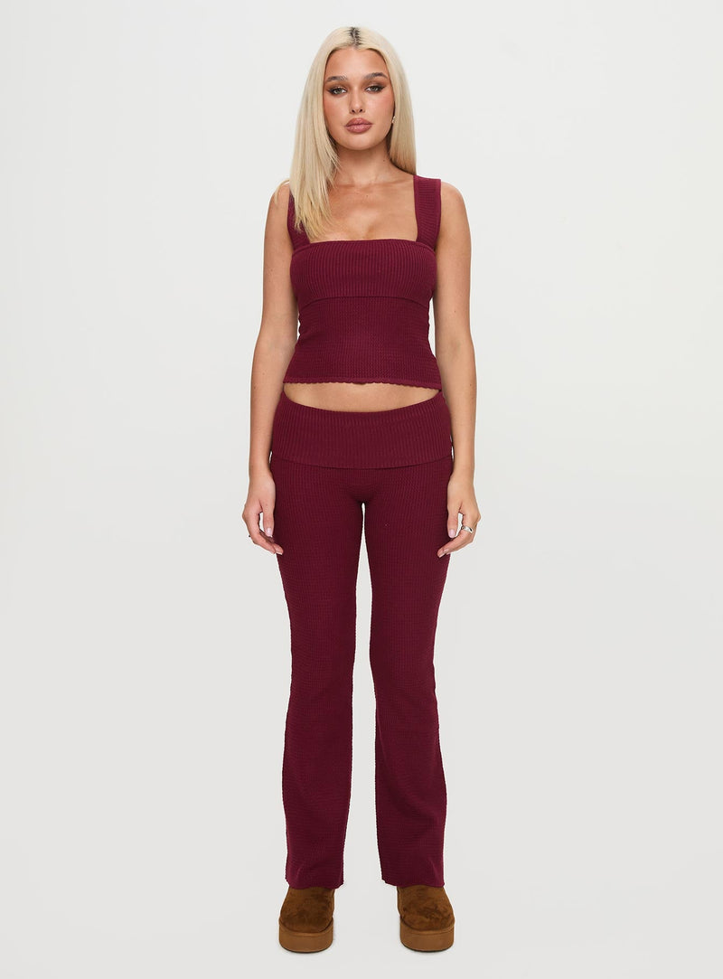 Mooring Square Neck Top Maroon