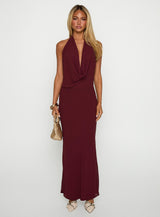 Vortexa Halter Maxi Dress Currant