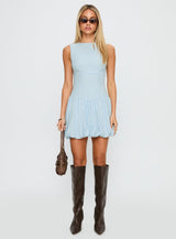 Cicely Bubble Hem Mini Dress Blue