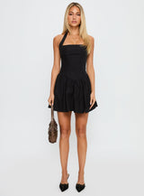 Starwoman Halter Mini Dress Black
