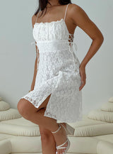 At Last Lace Mini Dress White