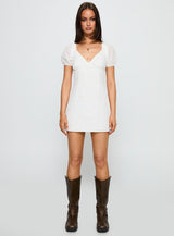 Viella Broiderie Mini Dress White
