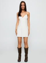 Aruba Embroidered Mini Dress White