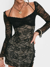Aubriella Lace Mini Dress Black
