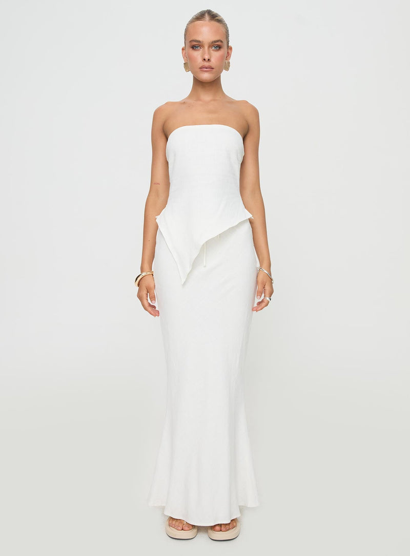 Mercer Linen Blend Maxi Skirt White
