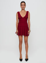 Taverna Plunge Mini Dress Red