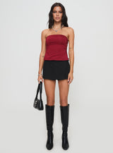 Round The World Strapless Top Burgundy