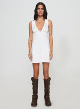 Abagail Embroidered Mini Dress White