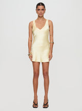 Kingslie Low Back Mini Dress Baby Yellow