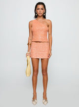 Zaraya Sequin Mini Skirt Orange
