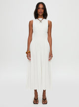 Lilienne Shirred Maxi Dress White