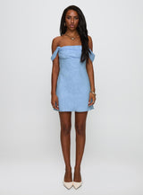 Zabbarra Off The Shoulder Mini Dress Blue