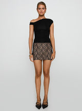 Romani Lace Mini Skirt Black