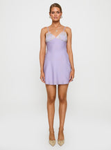 Hintz Satin Mini Dress Lilac