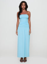 Glorie Strapless Maxi Dress Light Blue Petite