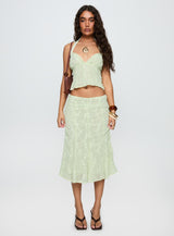 Aspyn Embroidered Midi Skirt Sage Green