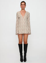The Good Life Mini Dress Brown / White Stripe