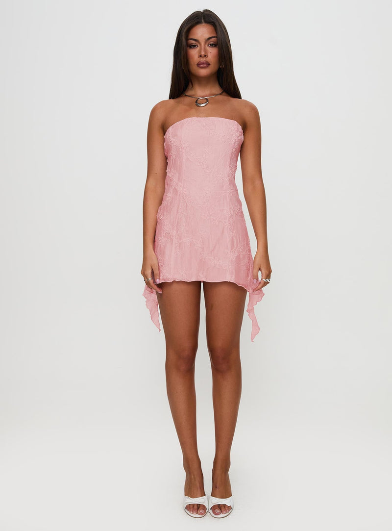 Tomika Strapless Mini Dress Pink Tall