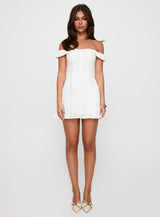 Rosebud Off The Shoulder Mini Dress White Petite