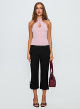 Glorious Studded Twist Neck Top Pink