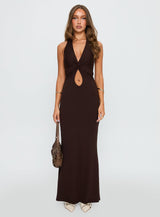 No Hard Feelings Twist Maxi Dress Brown