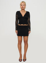 Morgynne Lace V Neck Set Black